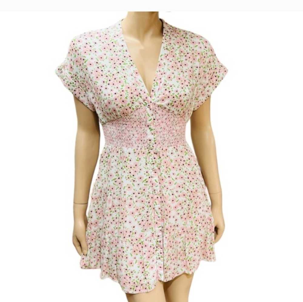 Alice + Olivia Keela Smocked Floral Mini Dress Size 4